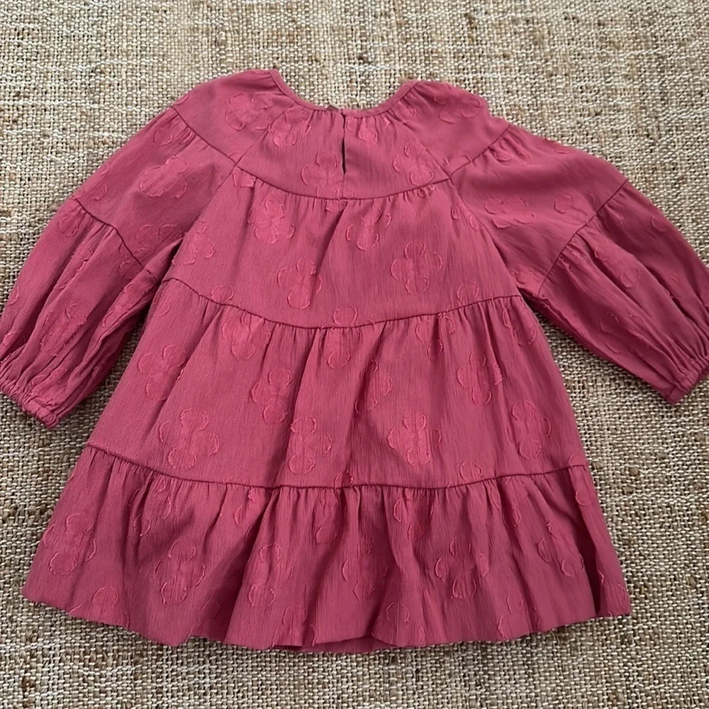 Zara Textured Raspberry Pink Tiered Ruffle Dress 12-18 Months